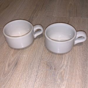 white vintage made in USA pair of soup bowls